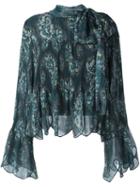 See By Chloé Paisley Print Scalloped Blouse, Women's, Size: 40, Green, Cotton/polyester