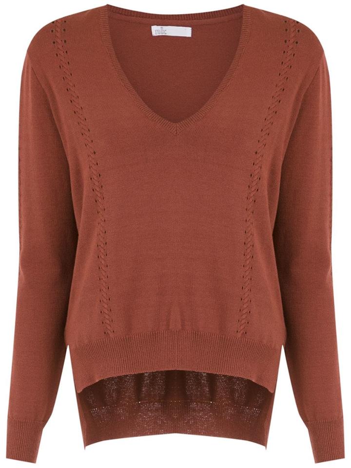Nk V-neck Knitted Sweater - Red