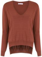 Nk V-neck Knitted Sweater - Red
