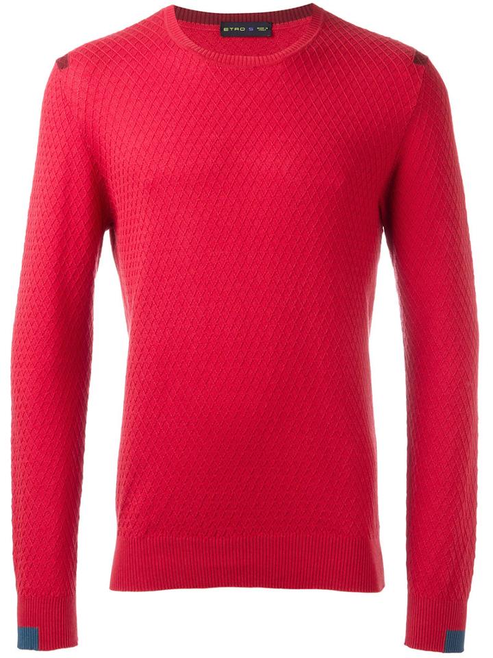 Etro Crew Neck Jumper, Men's, Size: Xl, Red, Cotton/cashmere