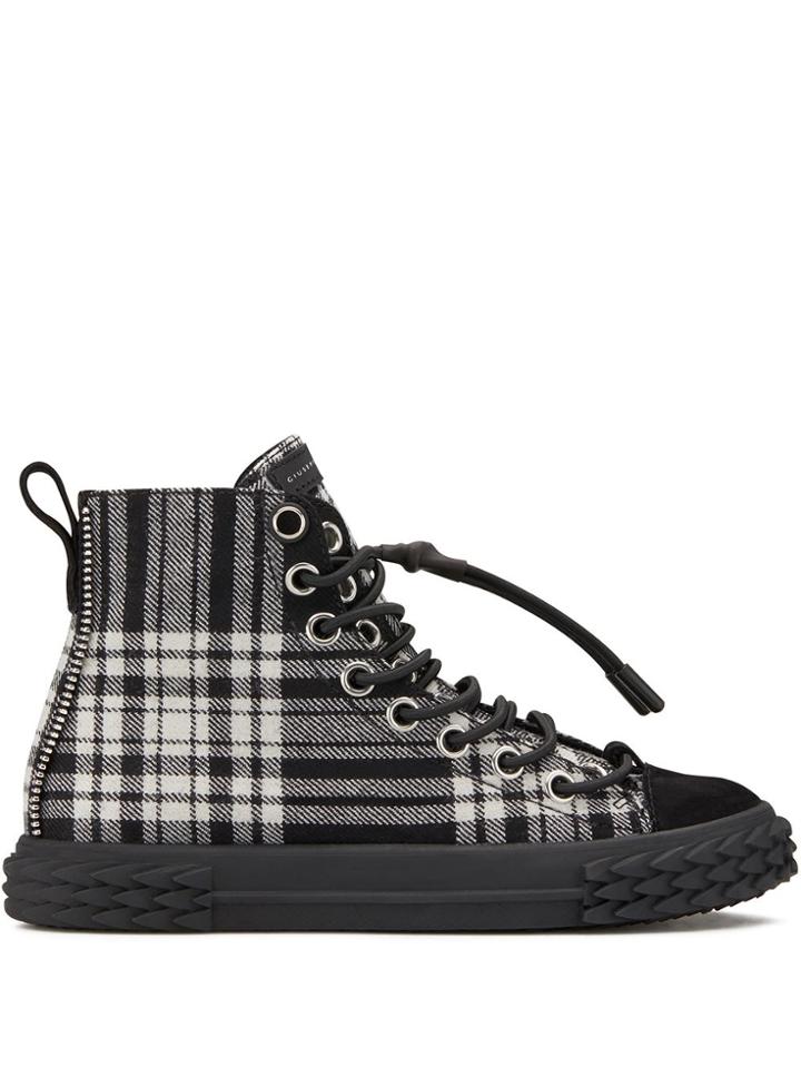 Giuseppe Zanotti Blabber Tartan High-top Sneakers - Black