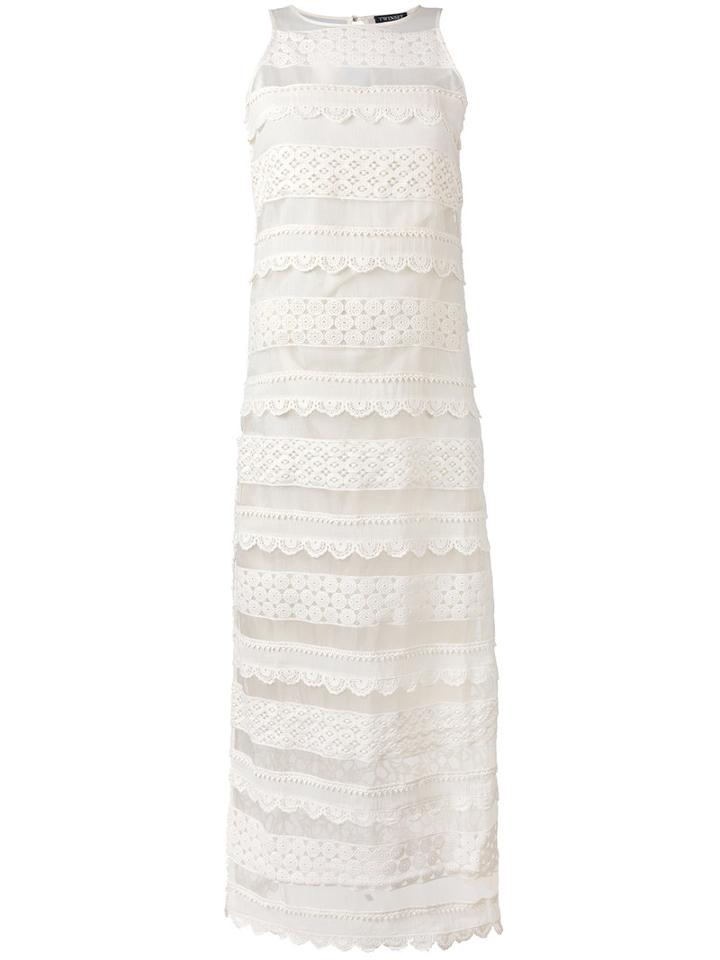 Twin-set - Lace Column Dress - Women - Silk/cotton - 38, White, Silk/cotton