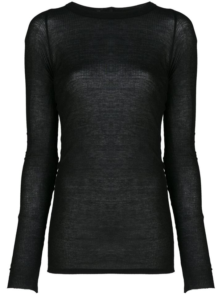Rick Owens Ribbed Long Top - Black
