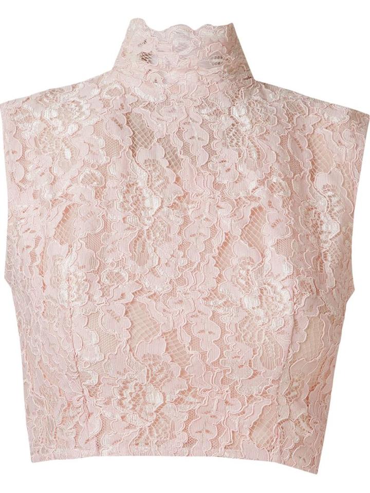 Martha Medeiros Crop Lace Blouse, Women's, Size: 38, Pink/purple, Cotton/polypropylene/silk
