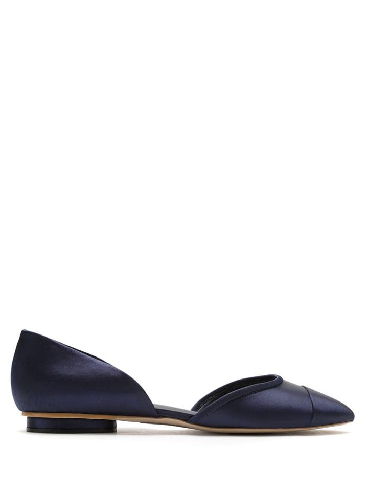Sarah Chofakian Satin Leather Ballerina Shoes - Blue