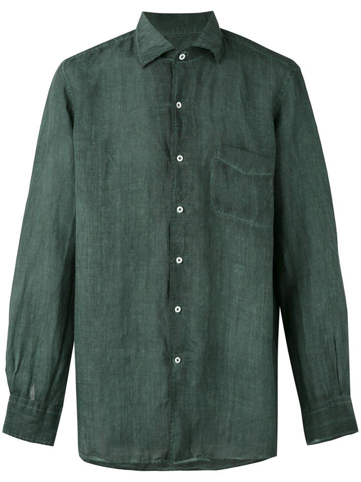 Massimo Alba - Long Sleeve Pocket Shirt - Men - Ramie - Xl, Green, Ramie