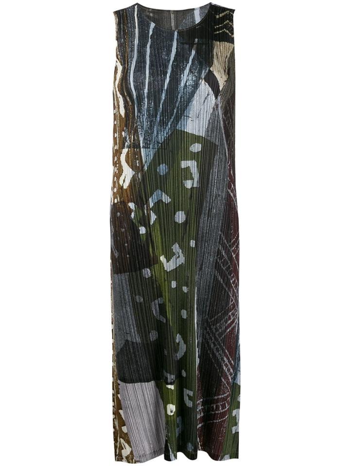 Pleats Please Issey Miyake Micro-pleated Long Dress - Green