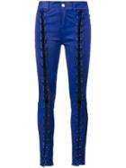 Filles A Papa Skinny Lace-up Leather Trousers - Blue