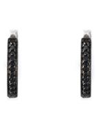 Wouters & Hendrix Gold Black Diamond Hoop Earrings