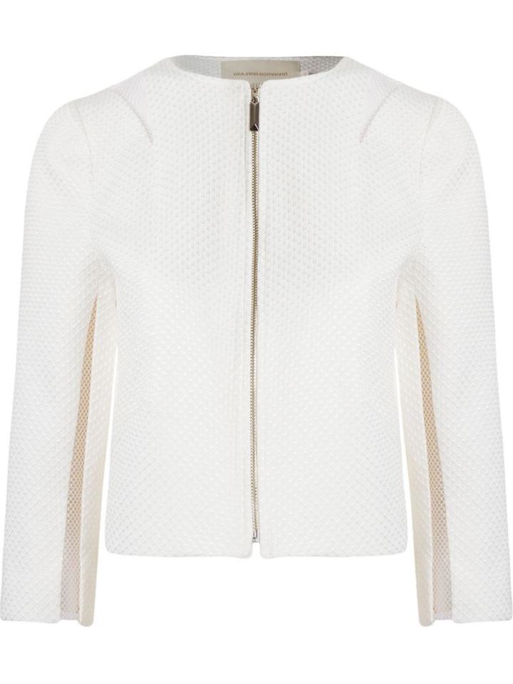 Giuliana Romanno Crop Jacquard Jacket, Women's, Size: 36, White, Cotton/elastodiene