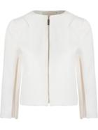 Giuliana Romanno Crop Jacquard Jacket, Women's, Size: 36, White, Cotton/elastodiene