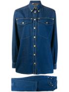 Versace Vintage 1992's Denim Shirt & Trousers Set - Blue