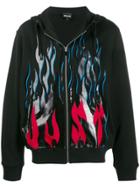 Just Cavalli Flame-print Hoodie - Black