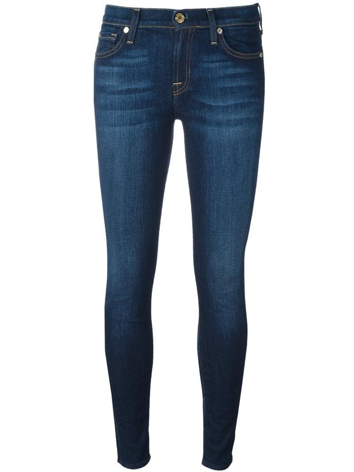 7 For All Mankind Cropped Skinny Jeans, Women's, Size: 31, Blue, Cotton/polyurethane