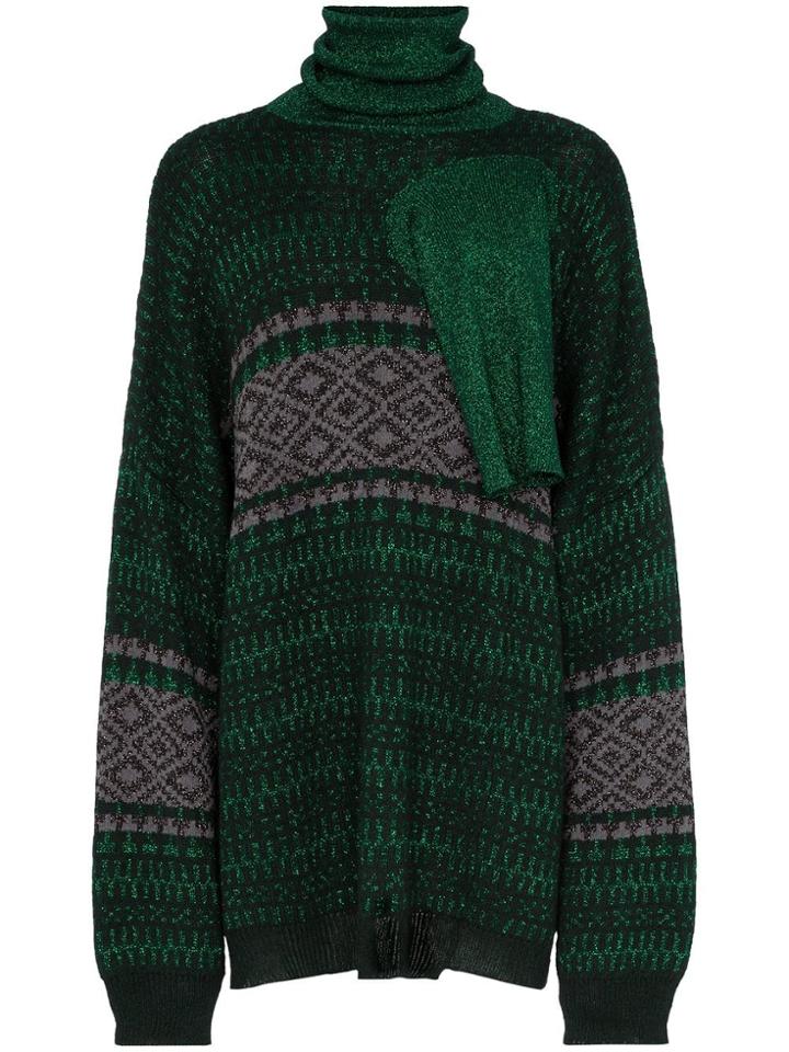Raf Simons Hole Detail Roll Neck Jumper - Green
