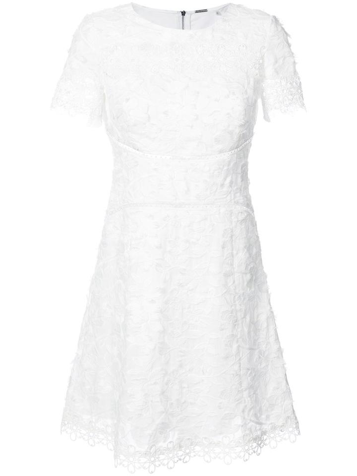 Elie Tahari - Short Sleeve Crochet Mini Dress - Women - Ramie/polyester/spandex/elastane - 8, White, Ramie/polyester/spandex/elastane