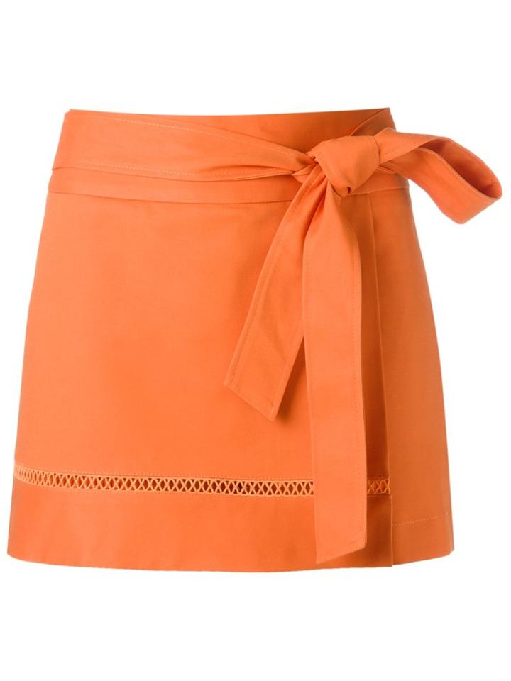 Giuliana Romanno Tie Fastening Skorts, Women's, Size: 42, Yellow/orange, Cotton/elastodiene