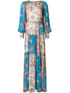 Black Coral Floral Print Dress - Blue