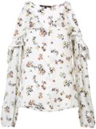 Kobi Halperin - Cut-out Shoulders Floral Shirt - Women - Silk/nylon - S, Nude/neutrals, Silk/nylon