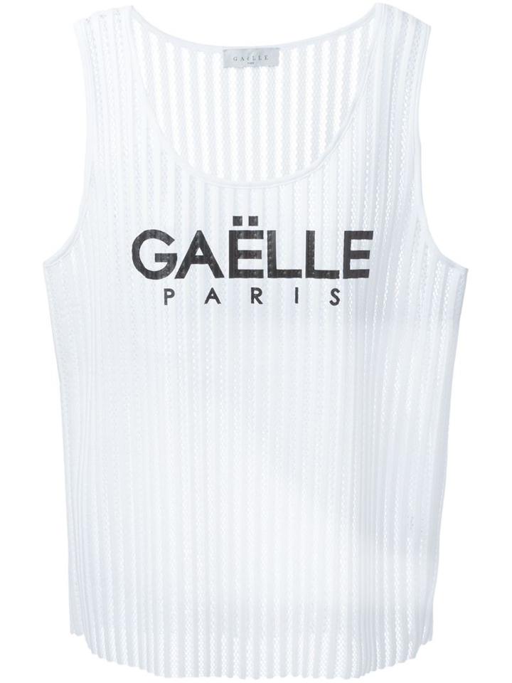 Gaelle Bonheur Logo Print Striped Tank Top