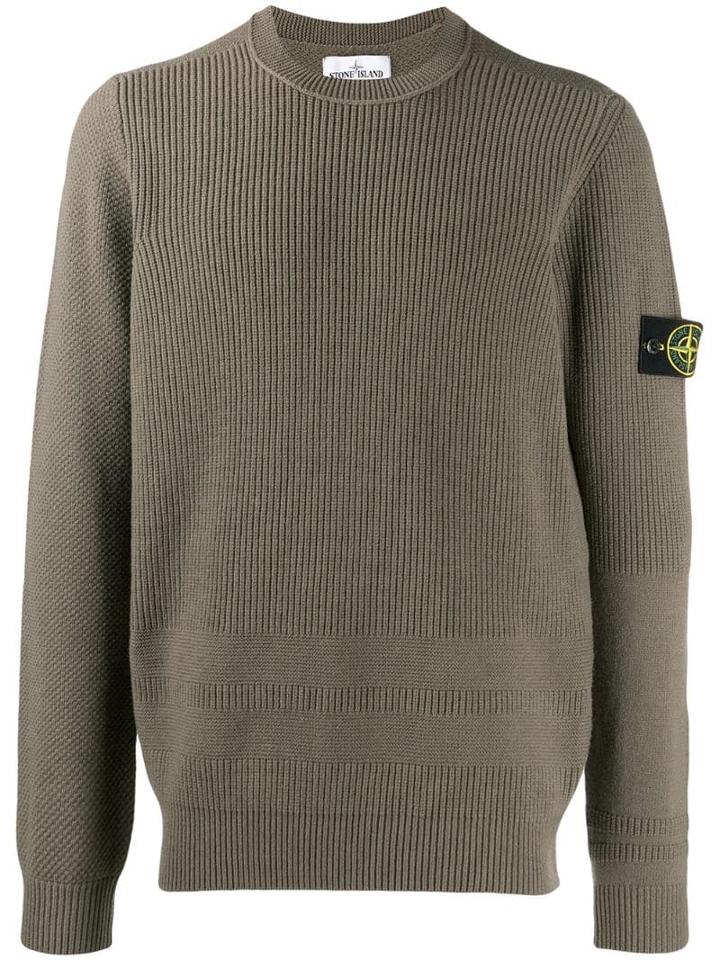 Stone Island Ribbed Panel Jumper - Green
