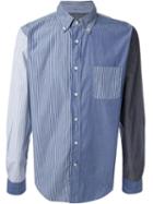 Wooster + Lardini Striped Panelled Shirt, Men's, Size: S, Blue, Cotton