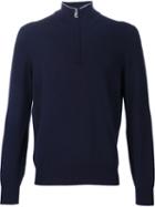 Brunello Cucinelli Cashmere Half Zip Sweater, Men's, Size: 52, Blue, Cashmere
