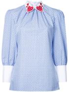 Vivetta Hearts Collar Blouse, Size: 40, Blue, Cotton