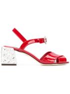 Dolce & Gabbana Keira Gemstone Embellished Sandals - Red