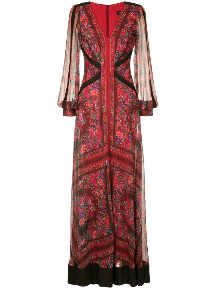 Tadashi Shoji Floral Printed Evening Dress - Blue