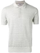 Striped Polo Shirt - Men - Cotton - 48, Grey, Cotton, Brunello Cucinelli