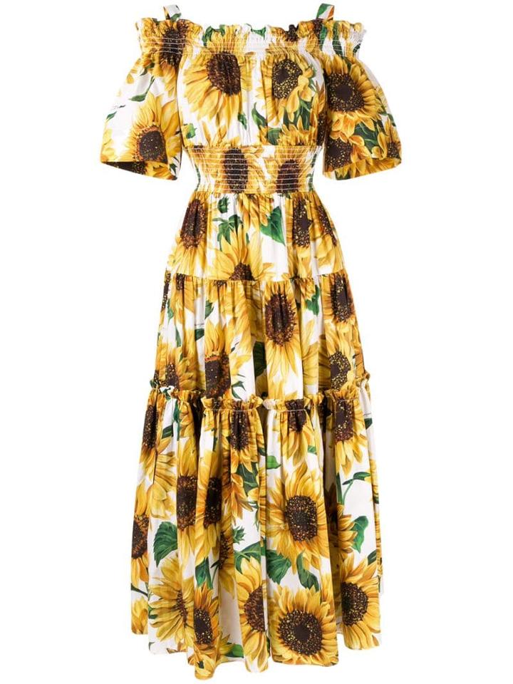 Dolce & Gabbana Sunflower Print Long Dress - Yellow