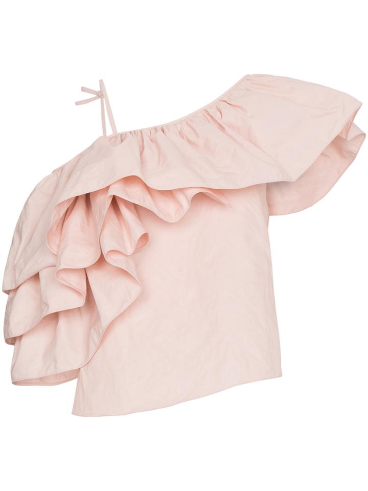 Marques'almeida Ruffle Sleeve Asymmetric Top - Pink & Purple
