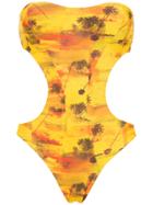 Lygia & Nanny Taylor Off The Shoulder Swimsuit - Yellow & Orange