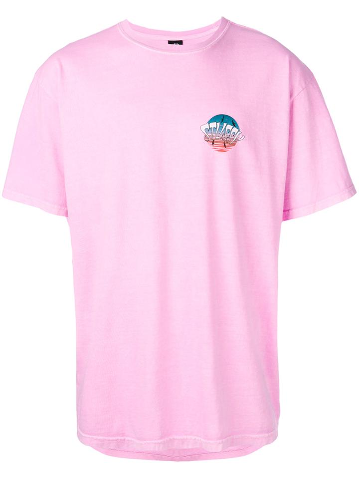 Stussy Logo Patch T-shirt - Pink & Purple
