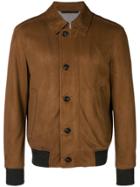 Ermenegildo Zegna Front Button Leather Jacket - Brown