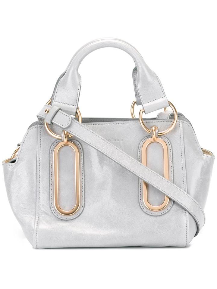 See By Chloé Double Handles Tote, Women's, Grey, Cotton/leather