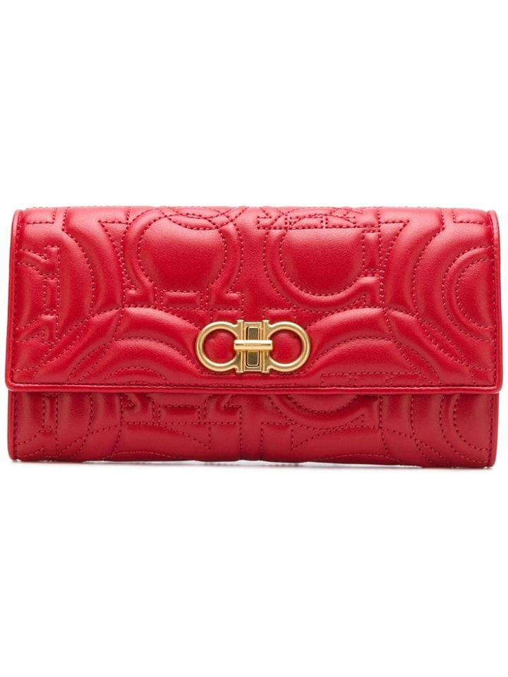 Salvatore Ferragamo Double Gancino Continental Wallet - Red