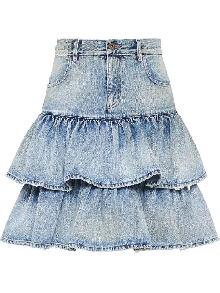 Miu Miu Iconic Ruffled Skirt - Blue