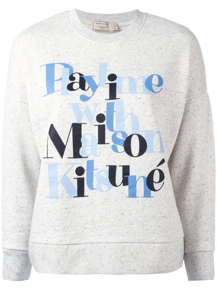 Maison Kitsuné 'playtime' Print Sweatshirt, Women's, Size: Medium, Grey, Cotton/viscose/polyester