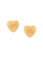 Chanel Vintage Heart Earrings - Gold