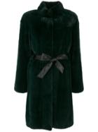 Cara Mila Maia Panelled Mink Coat - Green