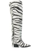 A.f.vandevorst Zebra Over The Knee Boots - White
