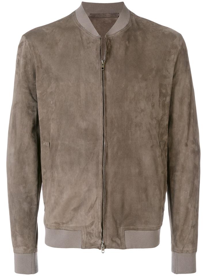 Salvatore Santoro Suede Bomber Jacket - Grey