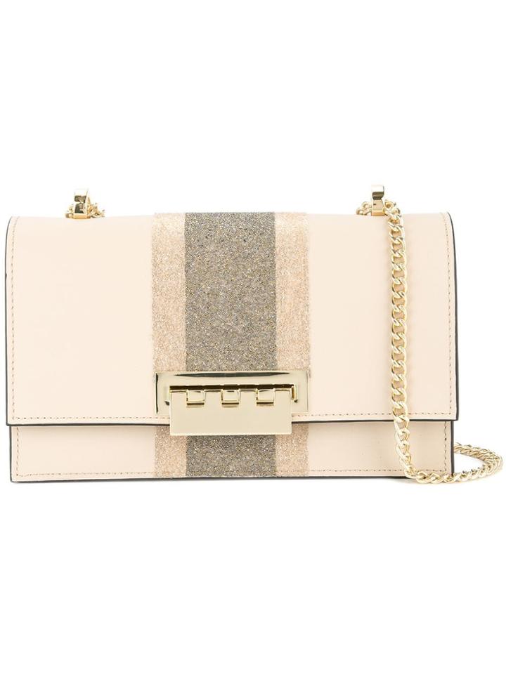 Zac Zac Posen Earthette Crystal Racing Stripe Shoulder Bag - Nude &
