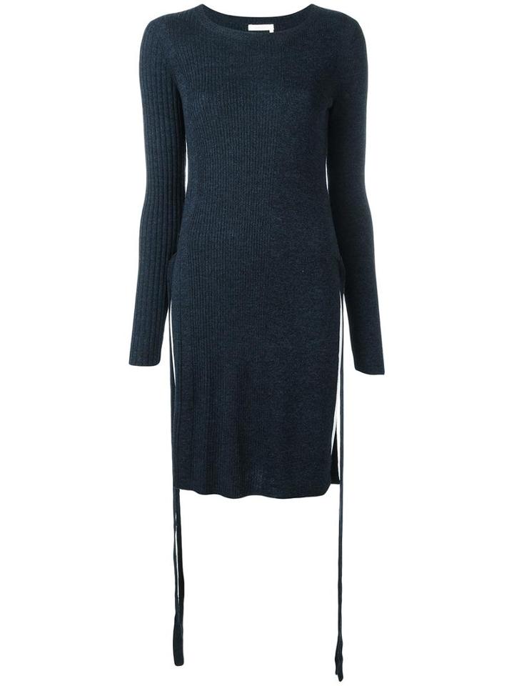 See By Chloé Long Side Split Jumper, Women's, Size: Large, Blue, Wool
