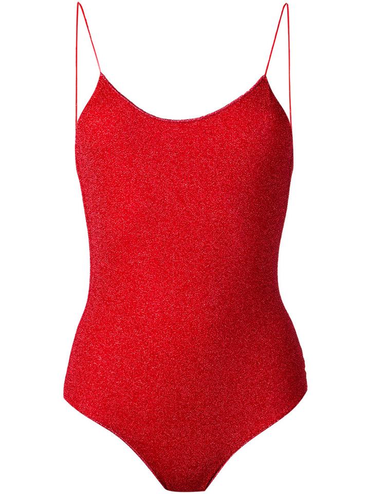 Oseree - Lurex Swimsuit - Women - Polyamide/polyester/spandex/elastane - S, Red, Polyamide/polyester/spandex/elastane