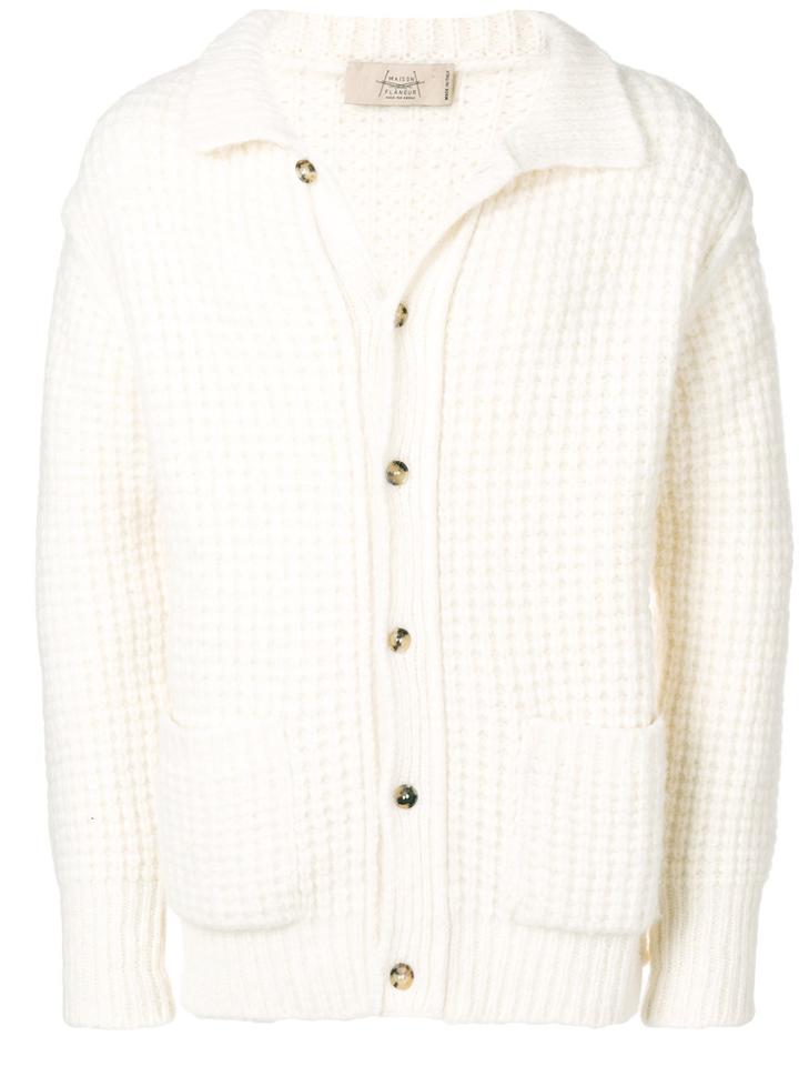 Maison Flaneur Knitted Button Cardigan - White