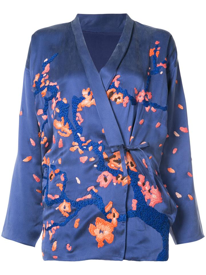 Maharishi - Blossom Kimono - Women - Silk - 10, Blue, Silk