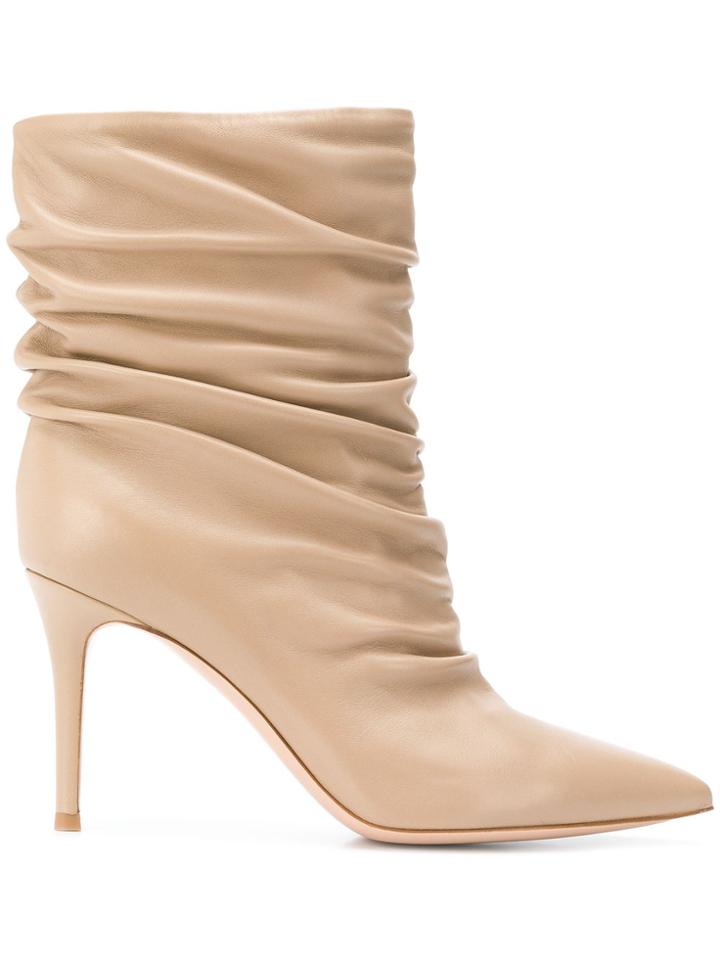 Gianvito Rossi Draped Ankle Boots - Nude & Neutrals